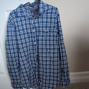 Banana Republic Navy and White Checkered Shirt